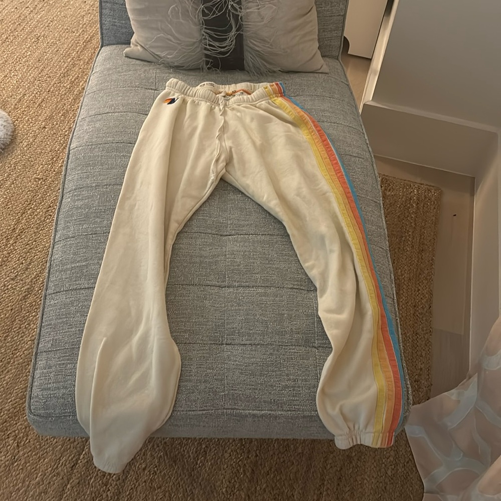 off white aviator nation sweatpants